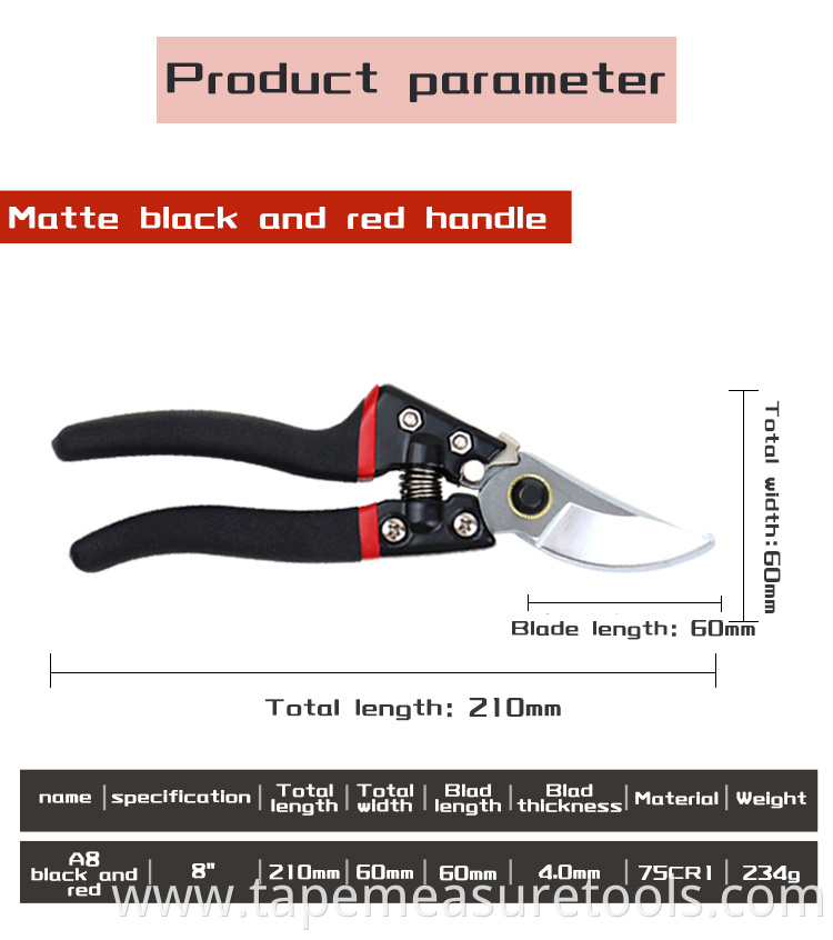 Professional garden tools SK5 blade black handle Pruning Shear Branch Shears pruning scissors trimming scissors